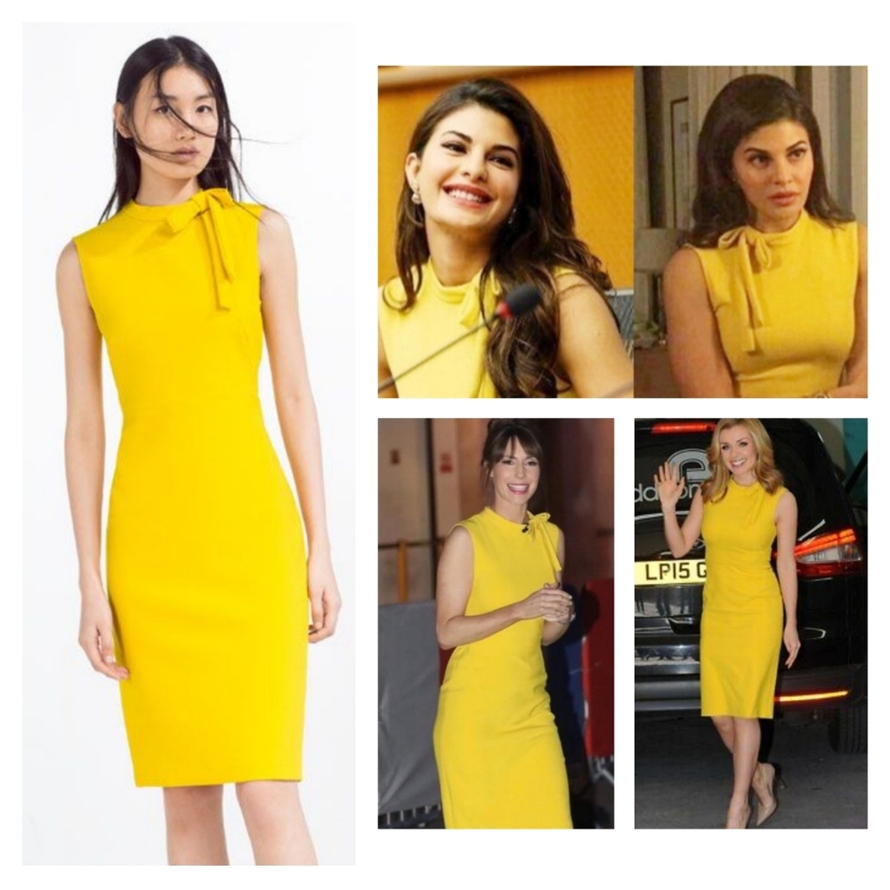 Zara Yellow Tube Dress with Bow Detail